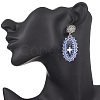 Cross Oval Glass Seed Bead Woven Stud Earrings EJEW-MZ00595-03-3