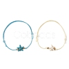 2Pcs 2 Colors Ocean Dyed Synthetic Turquoise Starfish Beaded Adjustable Waxed Polyester Cord Bracelets for Women BJEW-JB14242-3