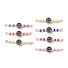 7Pcs 7 Colors Alloy Enamel & Glass Seed Beaded Connector Charms PALLOY-MZ01322-1