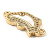 Rack Plating Brass Micro Pave Clear Cubic Zirconia Connector Charms KK-K342-23G-3