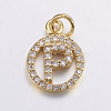 Long-Lasting Plated & Rack Plating Brass Micro Pave Cubic Zirconia Letter Charms ZIRC-A007-04P-G-1