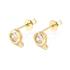 Rack Plating Brass Micro Pave Cubic Zirconia Stud Earring Findings KK-D073-29G-1