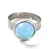 Flat Round K9 Glass Adjustable Ring RJEW-G253-01A-P-3