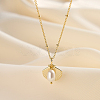 Summer Beach 925 Sterling Silver with Rice Natural Freshwater Pearl Shell Shaped Pendant Necklaces for Women NJEW-M097-01G-1