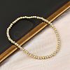 Brass Round Beaded Stretch Bracelets for Men Women BJEW-B148-05A-PG-3