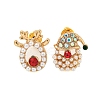 Christmas Alloy Colorful Rhinestone & Plastic Asymmetrical Stud Earrings for Women EJEW-M256-02A-G-1
