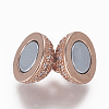 Brass Micro Pave Cubic Zirconia Magnetic Clasps with Loops ZIRC-L082-C-01-RG-2
