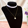 Flat Round with Letter O Alloy Enamel Pendant Necklaces for Women NJEW-TAC0033-6