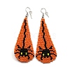 Boho Seed Bead Halloween Spider Tassel Earrings EJEW-Q380-04B-1