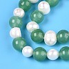 Dyed Natural White Jade Round & Natural Cultured Freshwater Pearl Grooved Potato Beads Strands PEAR-N019-02-4