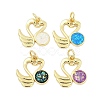 Brass Pave Synthetic Opal Swan Pendants KK-I723-07G-1