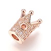 Brass Micro Pave Cubic Zirconia Beads ZIRC-F088-029RG-2
