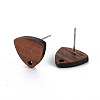 Walnut Wood Stud Earring Findings X-WOOD-S054-47-3