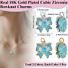 6Pcs 2 Colors Brass Micro Pave Cubic Zirconia Charms KK-BBC0019-25-2