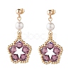 Pentagon and Shell Pearl Dangle Stud Earrings EJEW-TA00056-03-1
