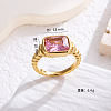 Rectangle 304 Stainless Steel Micro Pave Cubic Zirconia Finger Rings FS-WG7A2B7-16-1