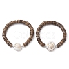 Natural Coconut Rondelle Beaded Stretch Bracelets BJEW-JB10250-02-1