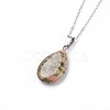 Natural & Synthetic Gemstone Pendant Necklaces NJEW-JN02160-3