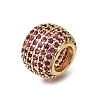Brass Red Corundum European Beads KK-C262-18G-1