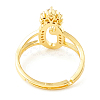 Clear Cubic Zirconia Initial Letter with Crown Adjustable Ring RJEW-M139-17O-3