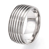 201 Stainless Steel Grooved Finger Ring Settings STAS-WH0047-09S-2