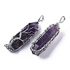Natural Amethyst Big Wire Wrapped Pointed Pendants G-T133-P02C-2
