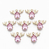 Brass Glass Rhinestone Pendants GLAA-S179-24B-RS-1