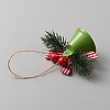 Christmas Iron Bell with Plastic Leaf Hanging Decorations FIND-WH0126-146C-2