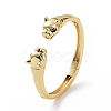 Green Cubic Zirconia Leopard Open Cuff Bangle BJEW-F448-03G-2