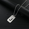 Rectangle with Hollow Out Letter 201 Stainless Steel Pendant Necklaces FS-WG34D20-13-1