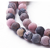 Frosted Natural Rhodonite Round Bead Strands X-G-E487-12-6mm-2