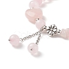 Natural Rose Quartz Round & Heart & Chips Beaded Stretch Bracelet BJEW-TA00194-4