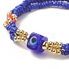 3Pcs 3 Color Evil Eye Lampwork & Glass Seed & Brass Beaded Triple Layer Multi-strand Bracelets Set for Women BJEW-JB09252-5