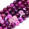 Natural Striped Agate/Banded Agate Bead Strands G-K155-A-4mm-02-2