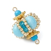 Dyed Synthetic Imperial Jasper & Handmade Glass Seed Beaded Rhombus Connector Charms PALLOY-MZ00960-02-3