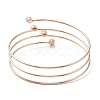 Ion Plating(IP) 304 Stainless Steel Triple Loops Wire Wrap Bangle BJEW-K227-02RG-3