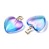 Two Tone Spray Painted Glass Pendants X-GLAA-N035-016-C02-3