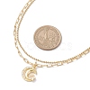 Brass Pave Clear Cubic Zirconia Moon with Star Pendant Necklaces NJEW-JN05383-3