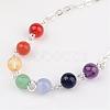 Chakra Jewelry Natural Gemstone Round Bead Link Bracelets BJEW-JB02275-2