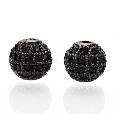 Rack Plating Brass Cubic Zirconia Beads ZIRC-S001-8mm-B04-1