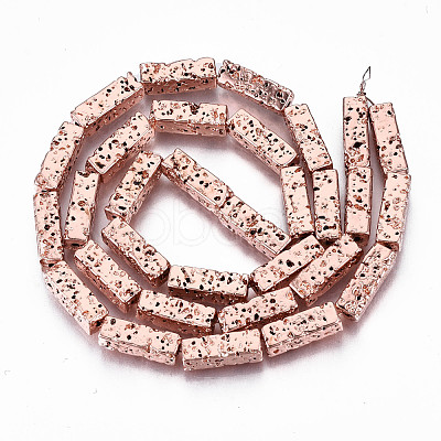 Electroplated Natural Lava Rock Beads Strands G-T114-63RG-1
