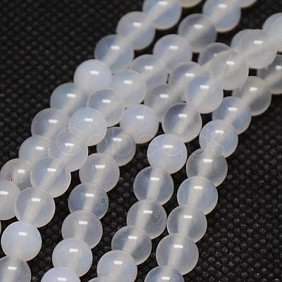 Natural White Agate Round Beads Strands G-L086-4mm-30-1