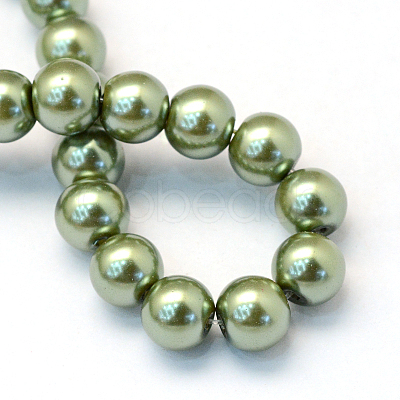 Baking Paint Pearlized Glass Pearl Round Bead Strands HY-Q003-6mm-49-1