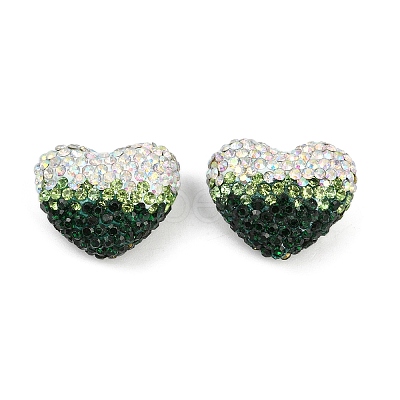 Gradient Color Heart Shaped Polymer Clay Rhinestone Beads CLAY-NH0002-03B-1