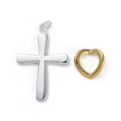 Brass Heart and Cross Pendants KK-BB11621-1