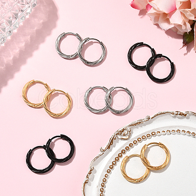 18Pcs 3 Colors 303 Stainless Steel Twist Hoop Earrings for Women EJEW-SC0001-81B-1