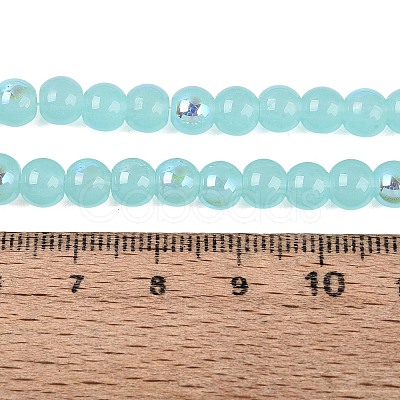 Electroplate Imitation Jade Glass Beads Strands EGLA-Q132-6MM-01B-06-1