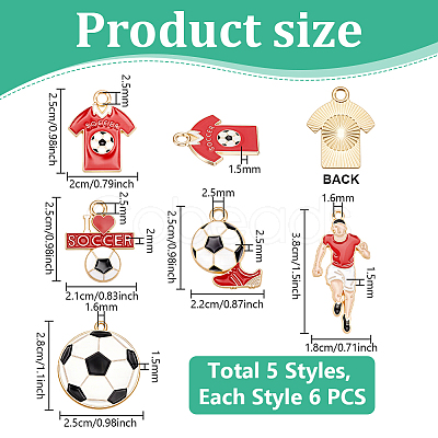 30Pcs 5 Styles Alloy Enamel Pendants ENAM-PH0003-40-1