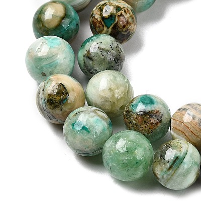 Natural Green Line Jasper Beads Strands X-G-L639-A01-8mm-1