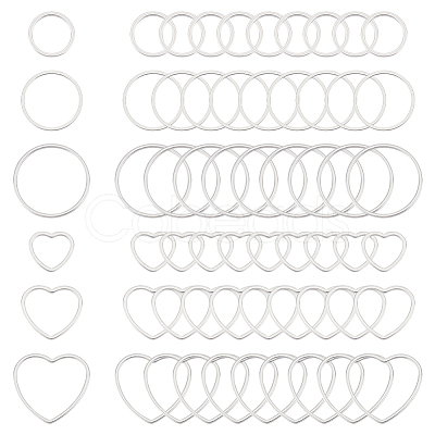 60Pcs 6 Styles 304 Stainless Steel Linking Ring STAS-UN0056-44-1